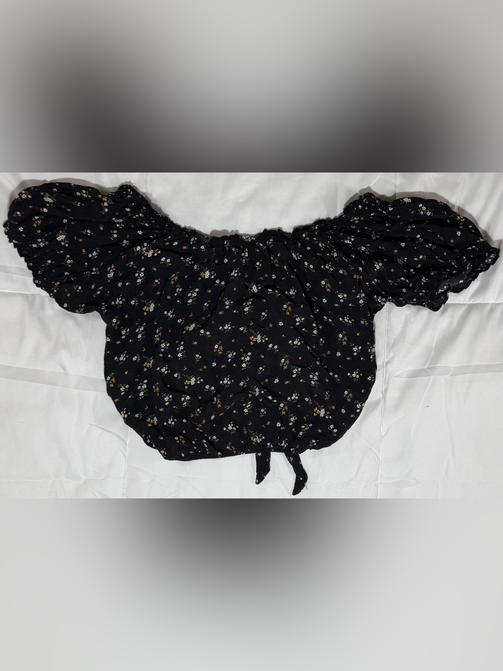 Black Floral Open Back Crop Top